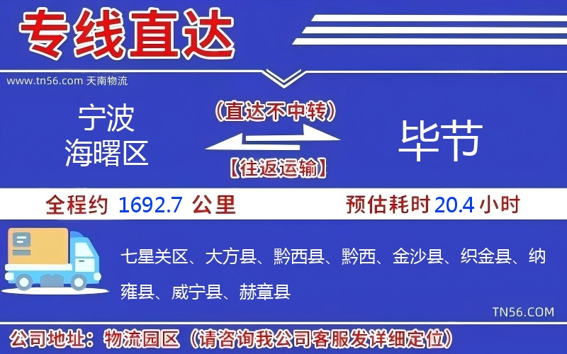 寧波海曙區到畢節物流公司