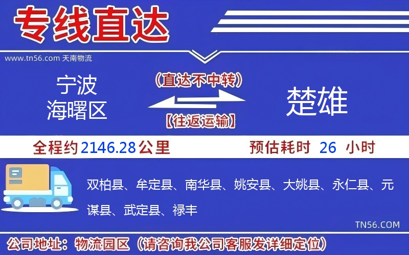 寧波海曙區到楚雄物流公司