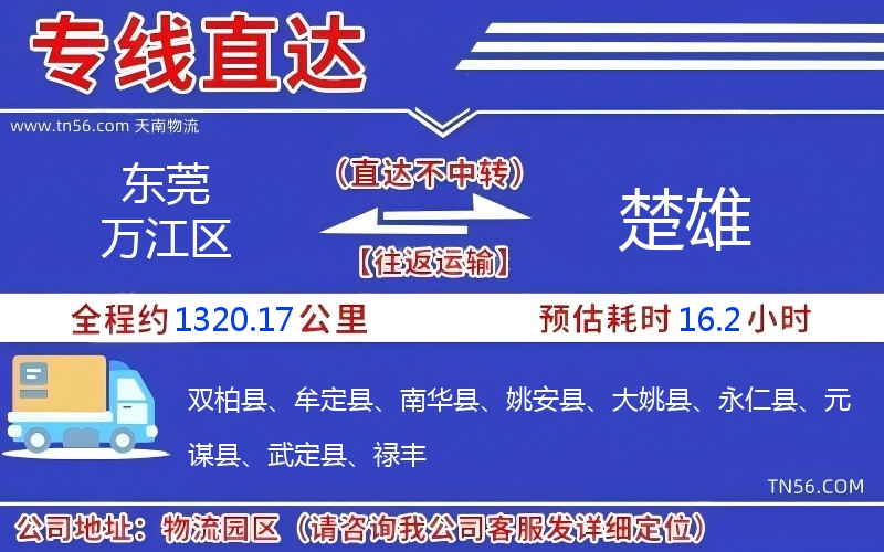 東莞萬江區到楚雄物流公司