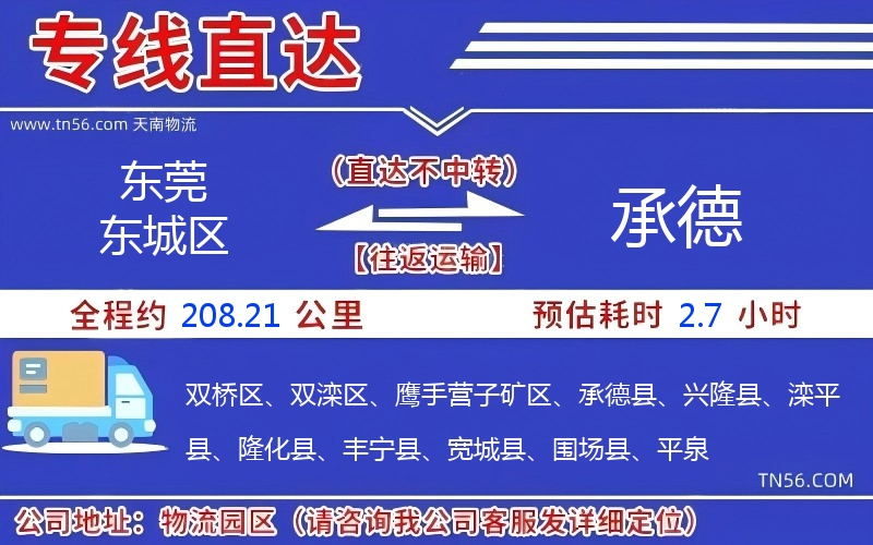 東莞東城區到承德物流公司