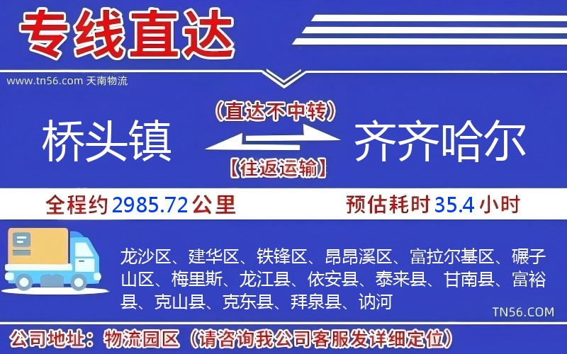 橋頭鎮到齊齊哈爾物流公司 橋頭鎮到齊齊哈爾物流公司