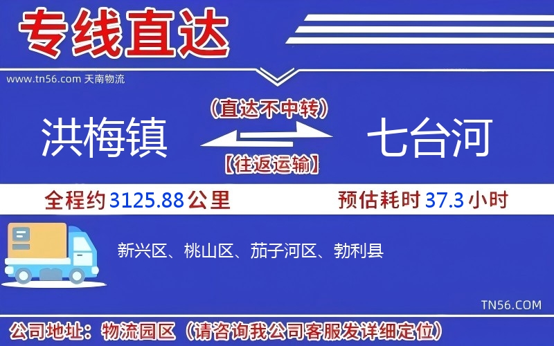 洪梅鎮(zhèn)到七臺河物流公司